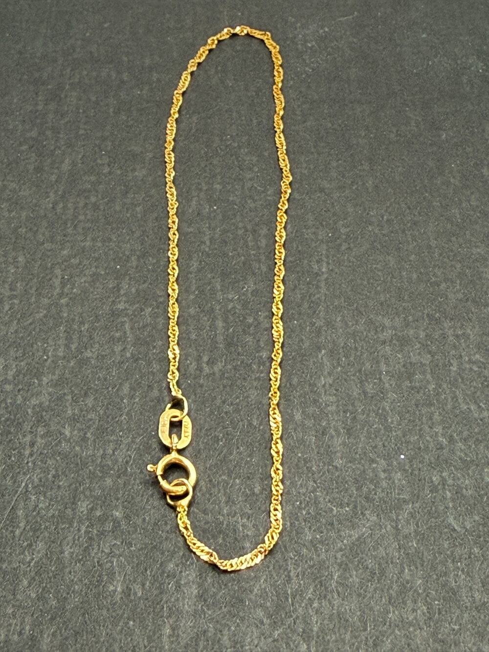 Minimalist 10K Yellow Gold Dainty Rope Chain Bracelet 6.5" Petite Size Pre Loved